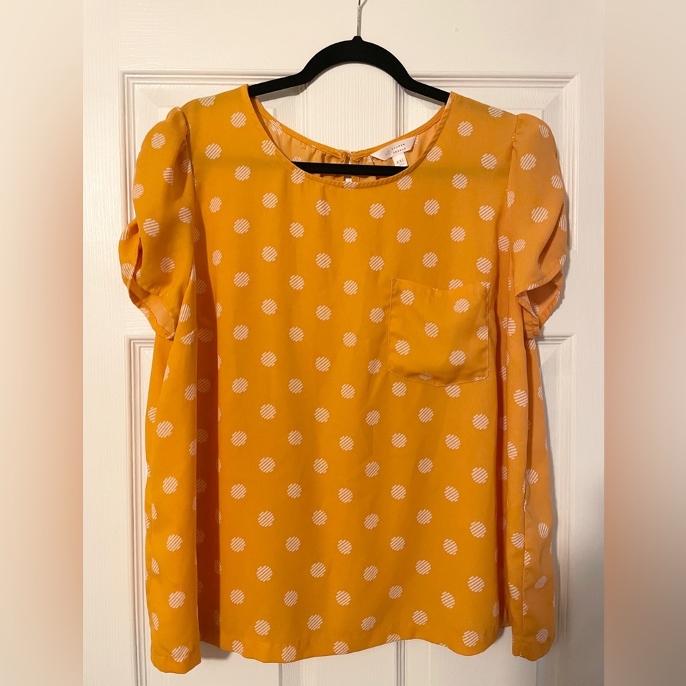 Lauren Conrad Polka Dot Yellow Women's Top